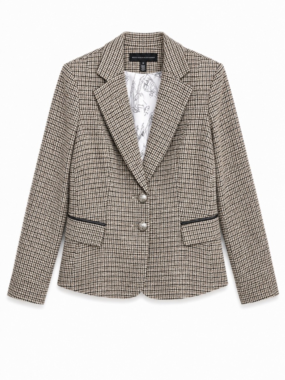 White House Black Market WHBM Signature Collection Blazer Houndstooth Size 10